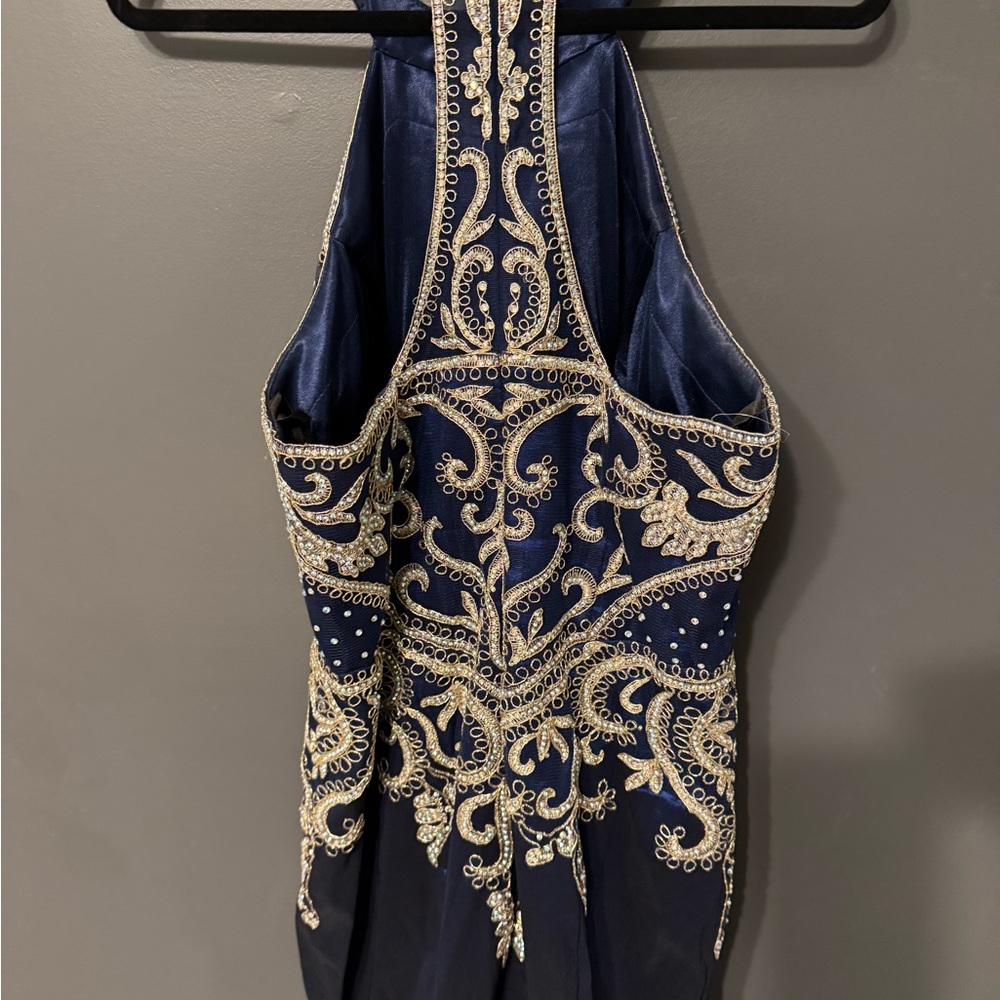 Jovani Blue Beaded Dress / Gown Halter Style for Prom, Wedding, Formal, Party - Picture 8 of 10